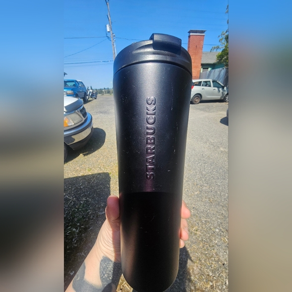 Starbucks Coffee Black Stainless Steel Tumbler Travel Mug Cup w/ Lid 20 oz. - Picture 2 of 2